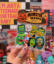 Load image into Gallery viewer, Retro Halloween Monster Masks Sticker Pack