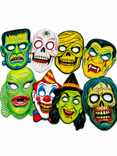 Load image into Gallery viewer, Retro Halloween Monster Masks Sticker Pack
