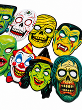 Load image into Gallery viewer, Retro Halloween Monster Masks Sticker Pack
