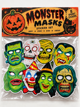 Load image into Gallery viewer, Retro Halloween Monster Masks Sticker Pack
